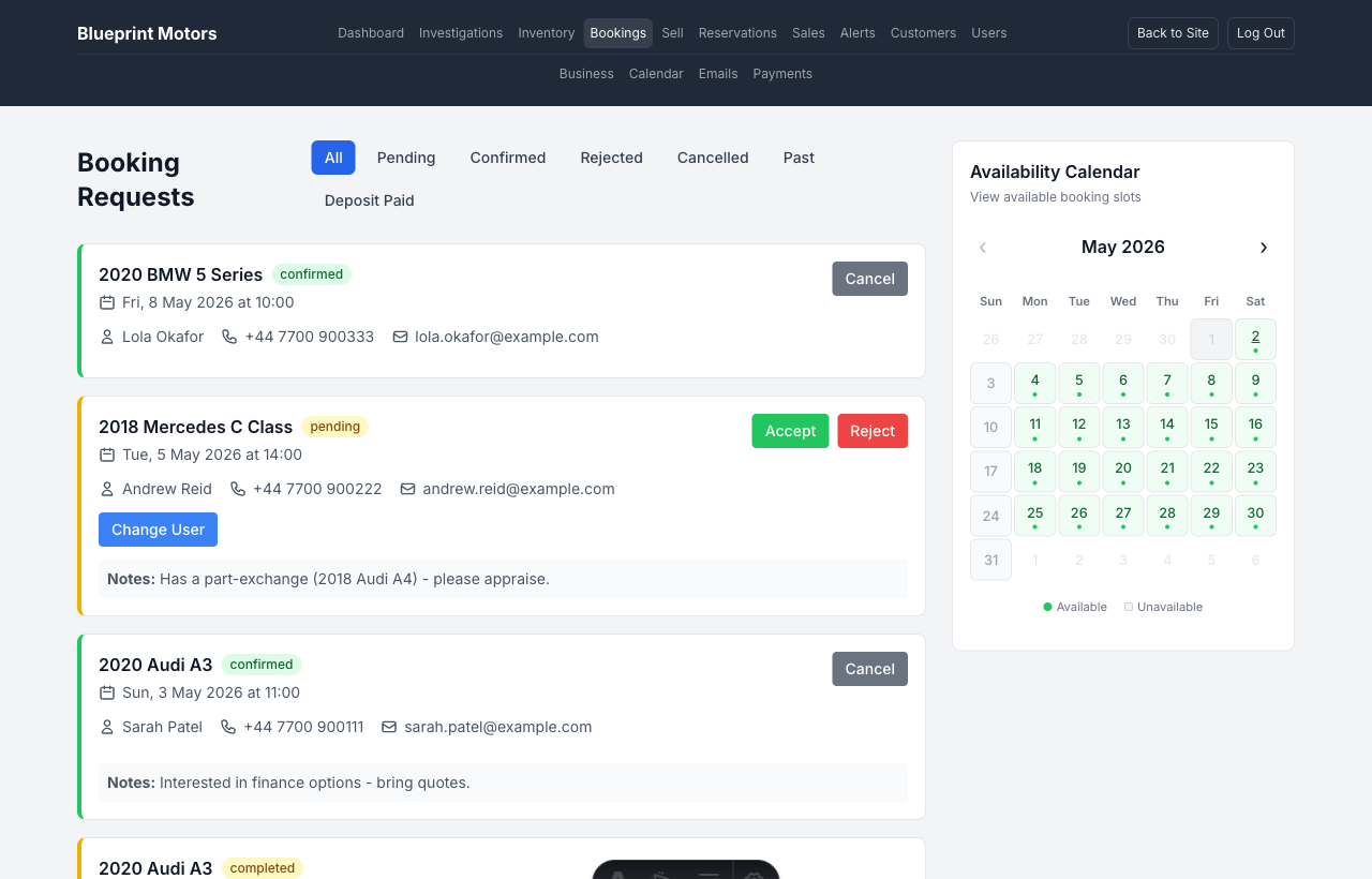Admin · Bookings
